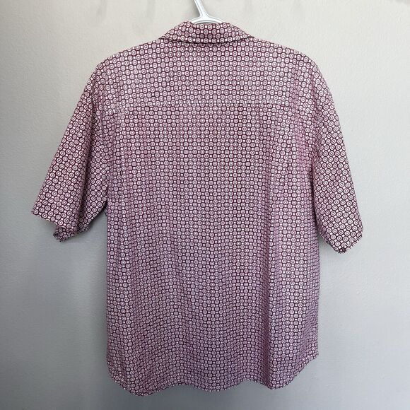 Markham | Red Geometric Print Short Sleeve Button Shirt Men’s Large - Picture 5 of 5